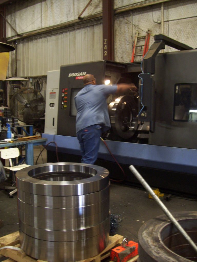Machine shop operator operating the Doosan