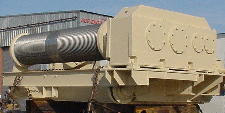 Custom Wire Rope Hoist Painted a light khaki color loaded on truck